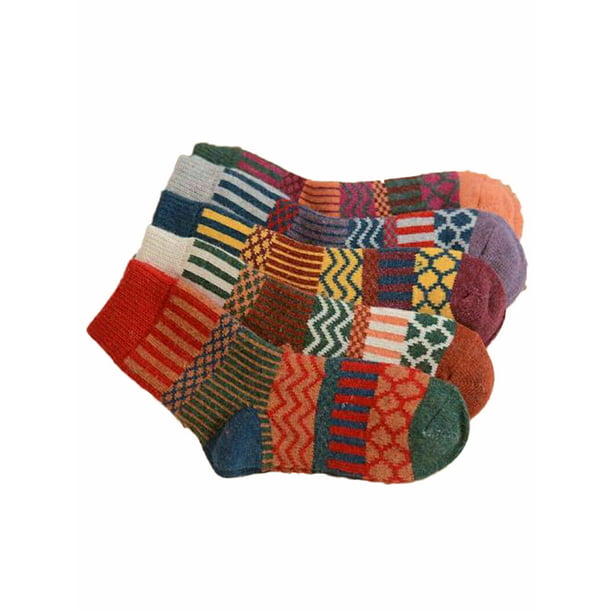 5 Pairs Merino Wool Socks Womens Thicken Thermal Knitting Crew Ladies Sock for /